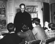 Don Milani with his pupils in the School of Barbiana
